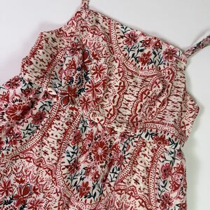 Torrid Tea Length Challis Square Neck Dress Women 00 M/L Red Teal Medallion Boho